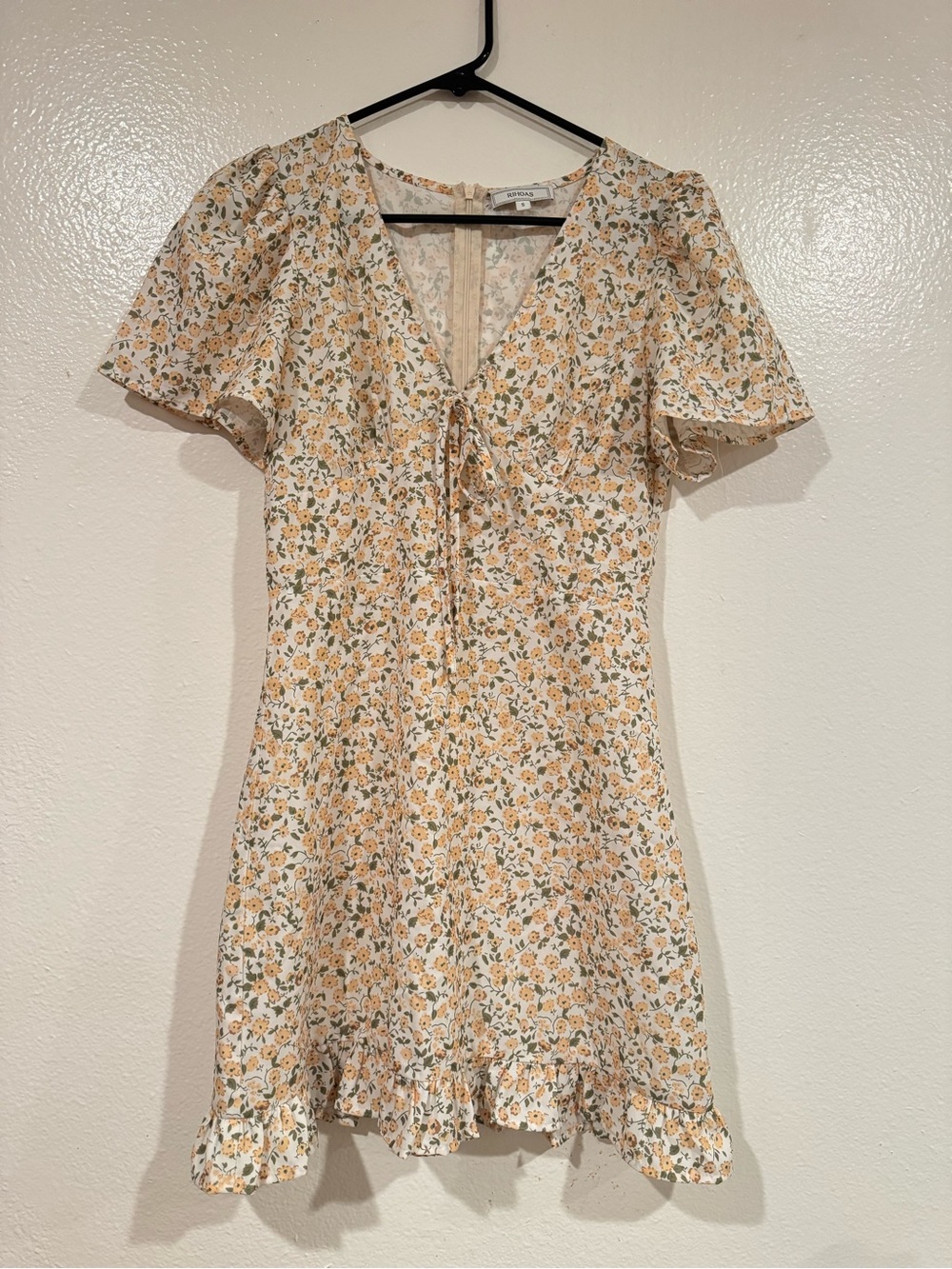 RIHOAS Mini Dress with Yellow Floral Print Small